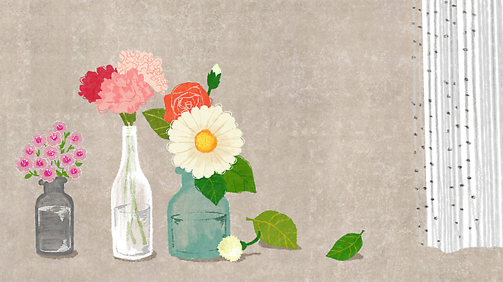 PSD 식물 꽃 화분 백그라운드 일러스트 나뭇잎 사람없음 꽃병 커튼 국내일러스트 잎 파일형식