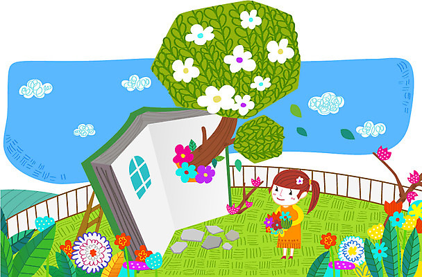 주간 나무 식물 구름 라이프스타일 여자 꽃잎 꽃 일러스트 사다리 창문 한명 사람 야외 책 여자만 여자한명만 국내일러스트 AI파일 자연요소 1 생활 도구 파일형식 벡터