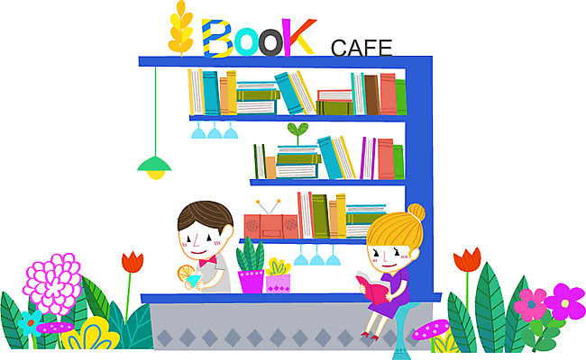 식물 라이프스타일 여자 남자 꽃 일러스트 사람 두명 책 독서 카페 북 바리스타 북카페 국내일러스트 AI파일 직업 타악기 생활 상점 파일형식 벡터
