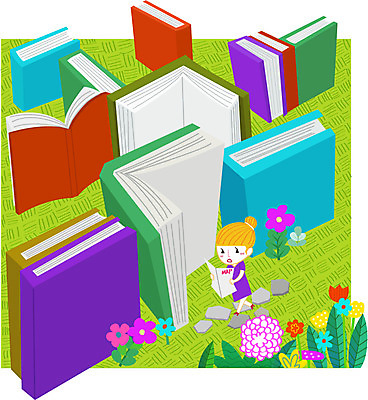 주간 식물 라이프스타일 여자 꽃 지도 일러스트 한명 사람 야외 책 미로 여자만 여자한명만 국내일러스트 AI파일 자연요소 1 생활 파일형식 벡터