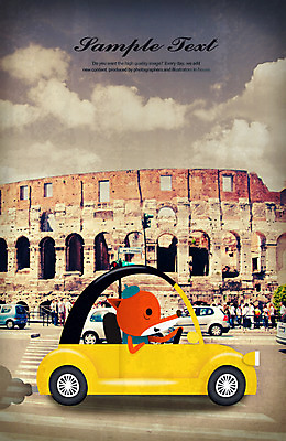 PSD 동물 편집 편집이미지 캐릭터 행복 여유 여행 자동차 포토일러 북유럽 북유럽스타일 사람 여러명 관광지 여행객 이탈리아 빈티지 편집일러스트 여우 콜로세움 자동차여행 이미지편집 감정 유럽 육상교통 다수 컨셉 포유류 로마 스타일 파일형식