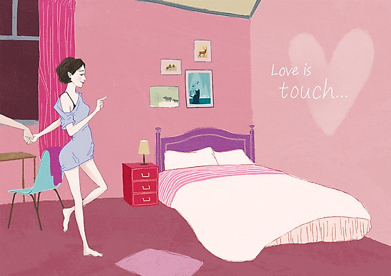 전신 PSD 커플 여자 남자 액자 일러스트 함께함 실내 사랑 사람 성인 두명 다정 방 침대 스킨십 성인만 국내일러스트 감정 가구 컨셉 관계 내부 파일형식