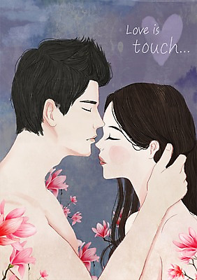 PSD 식물 커플 여자 남자 꽃 일러스트 키스 함께함 사랑 사람 성인 두명 다정 스킨십 성인만 국내일러스트 감정 컨셉 관계 애정표현 파일형식