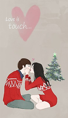 전신 PSD 커플 여자 남자 크리스마스 일러스트 키스 함께함 사랑 사람 성인 두명 크리스마스트리 다정 스킨십 스웨터 성인만 국내일러스트 기념일 감정 컨셉 상의 관계 애정표현 파일형식