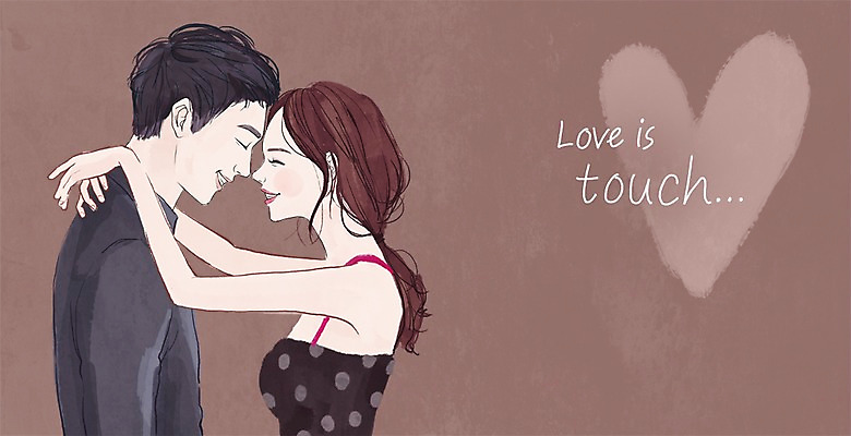 PSD 커플 여자 남자 행복 일러스트 함께함 사랑 웃음 사람 성인 두명 다정 스킨십 성인만 국내일러스트 감정 컨셉 관계 표정 파일형식