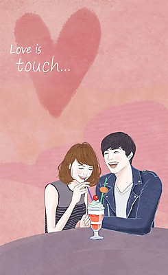 PSD 커플 여자 남자 행복 음료 데이트 일러스트 함께함 빨대 사랑 웃음 사람 성인 두명 다정 파르페 성인만 국내일러스트 감정 컨셉 관계 디저트 표정 파일형식