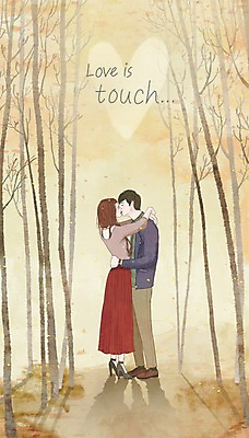 전신 PSD 나무 커플 여자 남자 일러스트 키스 함께함 사랑 사람 성인 야외 두명 다정 가을 숲 스킨십 성인만 국내일러스트 식물 계절 감정 컨셉 관계 애정표현 파일형식