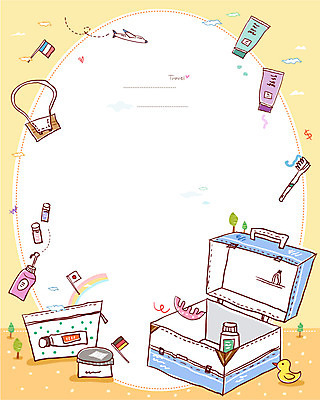 배너 여행 백그라운드 가방 일러스트 프레임 틀 사람없음 위생용품 캐리어 머리빗 칫솔 오브젝트 여행용품 엽서 샴푸 국내일러스트 AI파일 카드프레임 잡화 생활용품 여행가방 미용용품 편지 파일형식 벡터