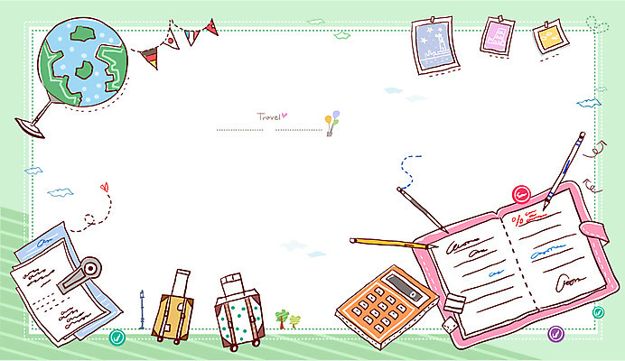 해외 배너 여행 백그라운드 일러스트 프레임 틀 사람없음 지구본 캐리어 다이어리 계산기 오브젝트 여행용품 엽서 기념사진 국내일러스트 AI파일 카드프레임 문구용품 여행가방 사무용품 장비 편지 파일형식 벡터