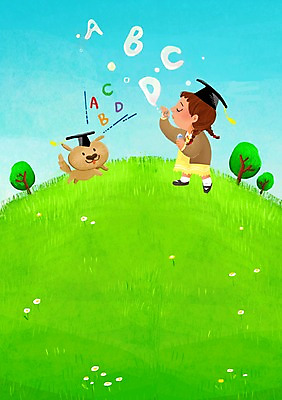 주간 PSD 동물 알파벳 영어 여자 어린이교육 교육 어린이 일러스트 학사모 사람 소녀 초원 야외 반려동물 비눗방울 강아지 조기교육 영재 여자만 어린이만 소녀만 국내일러스트 자연요소 문자 모자_잡화 졸업 개 파일형식