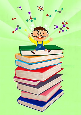 PSD 어린이교육 교육 남자 안경 어린이 일러스트 한명 사람 책 분자구조 영재 남자한명만 어린이만 국내일러스트 1 잡화 남자만 파일형식