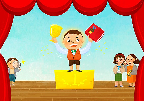 PSD 여자 어린이교육 교육 남자 어린이 일러스트 엄마 돋보기 사람 여러명 성인 책 수상_상을받음 트로피 호기심 조기교육 탐색 시상식 영재 국내일러스트 감정 다수 컨셉 가족 상_우승 파일형식