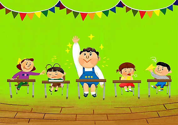 PSD 여자 어린이교육 교육 남자 어린이 일러스트 교실 수업 사람 소녀 소년 여러명 자신감 발표 지루함 영재 어린이만 국내일러스트 감정 다수 학교 파일형식