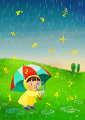 PSD 여자 어린이교육 교육 어린이 일러스트 우산 돋보기 실험 한명 사람 소녀 야외 숫자 수학 비 호기심 발견 연산기호 영재 여자만 여자한명만 어린이만 소녀만 소녀한명만 국내일러스트 자연요소 문자 1 기호 감정 컨셉 교과목 날씨 파일형식