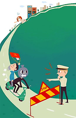 주간 PSD 여자 남자 길 백그라운드 일러스트 사람 여러명 성인 야외 오토바이 경찰 정지 도둑 절도 법 검거 성인만 국내일러스트 자연요소 직업 다수 모션 바이크 범죄 범죄인 파일형식