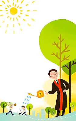 PSD 나무 남자 백그라운드 일러스트 사람 성인 세명 태양 물뿌리개 도시 가운 판사복 경찰 판사 법 제헌절 남자만 성인남자만 성인만 국내일러스트 자연요소 식물 직업 옷 법률가 국경일 파일형식