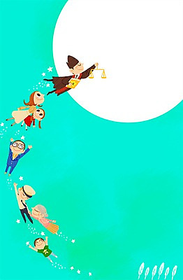 PSD 여자 남자 별 어린이 백그라운드 일러스트 하늘 저울 사람 여러명 성인 달 비행 판사 법 시민 평등 국내일러스트 자연요소 다수 컨셉 법률가 국민 파일형식