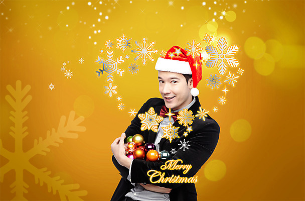 PSD 서양인 외국인 편집 편집이미지 남자 컬러 백그라운드 크리스마스 산타모자 한명 사람 이벤트 성인 장식 노란색 눈 남자만 남자한명만 성인남자만 성인만 이미지편집 자연요소 모자_잡화 1 기념일 날씨 인종 파일형식