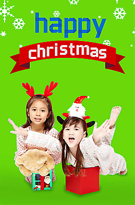 PSD 외국인 편집 편집이미지 문자 영어 여자 어린이 인형 컬러 백그라운드 크리스마스 사람 동양인 이벤트 두명 초록색 잠옷 눈 머리띠 여자만 어린이만 소녀만 이미지편집 자연요소 옷 기념일 장신구 날씨 인종 파일형식