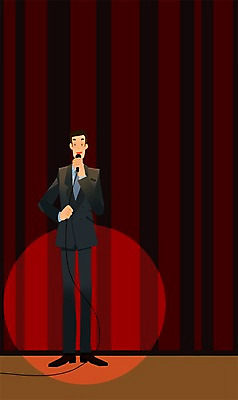 PSD 라이프스타일 남자 맨라이프 백그라운드 일러스트 조명 실내 한명 사람 정장 성인 무대 블라인드 사회자 마이크 남자한명만 성인남자만 국내일러스트 직업 1 옷 음향기기 내부 생활 커튼 남자만 성인만 파일형식