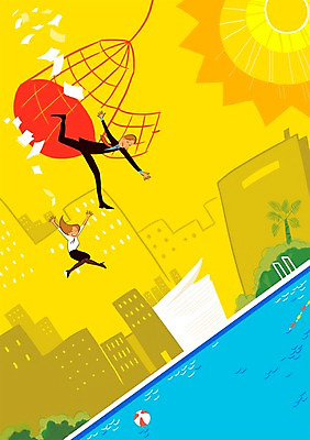 PSD 여자 남자 행복 백그라운드 일러스트 회사 휴식 수영장 사람 정장 성인 두명 건물 태양 기쁨 자유 비즈니스맨 비즈니스우먼 탈출 즐거움 새장 일탈 성인만 국내일러스트 자연요소 건축물 옷 감정 컨셉 비즈니스 직장인 케이지 파일형식