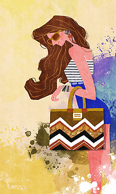 PSD 모델 여자 패션 포즈 백그라운드 가방 일러스트 장신구 팔찌 한명 사람 성인 선글라스 물감 우아함 번짐 여자만 여자한명만 성인여자만 성인만 국내일러스트 1 잡화 안경 컨셉 미술도구 파일형식 효과