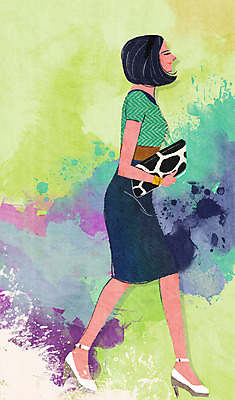 전신 PSD 모델 여자 패션 포즈 백그라운드 일러스트 한명 사람 성인 물감 우아함 하이힐 클러치 번짐 여자만 여자한명만 성인여자만 성인만 국내일러스트 1 구두 컨셉 가방 미술도구 여성화 파일형식 효과