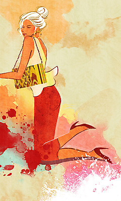 PSD 모델 여자 패션 포즈 백그라운드 가방 일러스트 한명 사람 성인 물감 우아함 하이힐 번짐 여자만 여자한명만 성인여자만 성인만 국내일러스트 1 잡화 구두 컨셉 미술도구 여성화 파일형식 효과