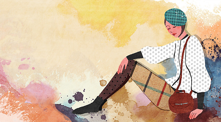 전신 PSD 모델 모자 여자 패션 포즈 백그라운드 가방 일러스트 한명 사람 앉기 성인 물방울무늬 물감 우아함 번짐 스타킹 여자만 여자한명만 성인여자만 성인만 국내일러스트 1 잡화 옷 컨셉 무늬 모션 미술도구 파일형식 효과