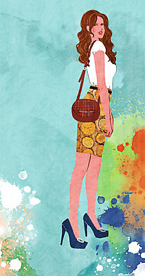 전신 PSD 모델 여자 패션 포즈 백그라운드 가방 일러스트 한명 사람 성인 물감 우아함 하이힐 번짐 여자만 여자한명만 성인여자만 성인만 국내일러스트 1 잡화 구두 컨셉 미술도구 여성화 파일형식 효과