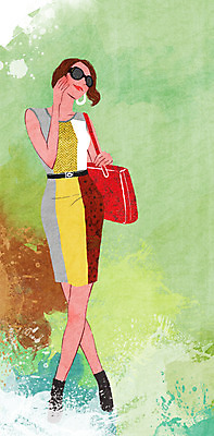 전신 PSD 모델 여자 패션 포즈 백그라운드 가방 일러스트 한명 사람 성인 선글라스 물감 우아함 번짐 여자만 여자한명만 성인여자만 성인만 국내일러스트 1 잡화 안경 컨셉 미술도구 파일형식 효과