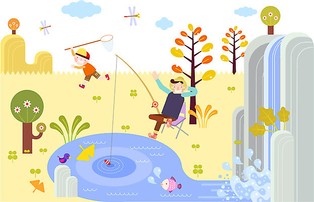 주간 나무 라이프스타일 계절 남자 어린이 여행 일러스트 가족 조류 낚시 산 함께함 어류 사람 성인 야외 두명 화목 폭포 캠핑 가을 돌_바위 바위 자녀 연못 아빠 낚싯대 잠자리 즐거움 곤충채집 산속 채집망 부자지간 남자만 국내일러스트 AI파일 자연요소 식물 동물 감정 아들 곤충 컨셉 관계 자연 레저 생활 수중동물 낚시용품 수집 파일형식 벡터