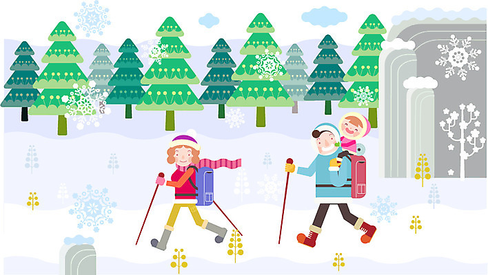 나무 라이프스타일 계절 여자 남자 어린이 여행 겨울 일러스트 배낭 가족 엄마 산 함께함 사람 성인 세명 화목 캠핑 돌_바위 바위 자녀 눈 아빠 즐거움 산속 산행 겨울캠프 국내일러스트 AI파일 자연요소 식물 감정 컨셉 가방 관계 레저 날씨 생활 등산 파일형식 벡터