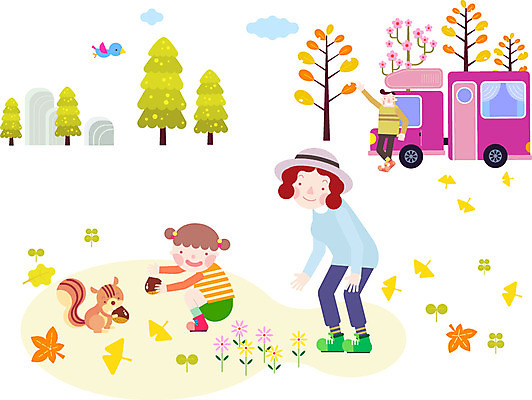 주간 나무 동물 라이프스타일 계절 여자 남자 어린이 여행 낙엽 일러스트 가족 조류 엄마 산 함께함 사람 소녀 성인 야외 화목 캠핑 가을 아빠 즐거움 다람쥐 캠핑카 국내일러스트 AI파일 자연요소 식물 감정 컨셉 잎 관계 자동차 레저 생활 설치류 파일형식 벡터