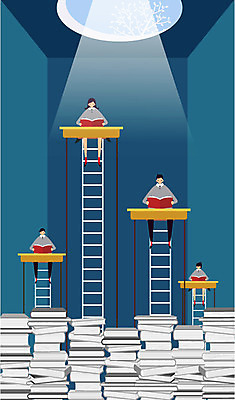 학생 여자 교육 남자 교복 백그라운드 일러스트 사다리 청소년 성공 사람 여러명 책 빛 쌓기 경쟁 목표 책상 열정 십대만 국내일러스트 AI파일 옷 감정 가구 다수 컨셉 모션 도구 파일형식 벡터