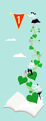 식물 1 학생 여자 교육 남자 교복 백그라운드 일러스트 청소년 성공 사람 책 세명 경쟁 깃발 목표 덩굴 열정 팡파레 십대만 국내일러스트 AI파일 옷 감정 컨셉 파일형식 벡터