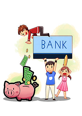 PSD 여자 남자 어린이 돈 일러스트 사람 세명 금융 경제 동전 저축 돼지저금통 절약 변화 은행 통장 낭비 어린이만 금융의날 국내일러스트 컨셉 저금통 재산 파일형식 법정기념일