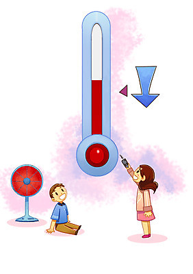 PSD 여자 남자 화살표 어린이 일러스트 사람 성인 두명 에너지 절약 변화 온도계 체온계 난방기 난방 온도 낭비 국내일러스트 컨셉 난방용품 파일형식