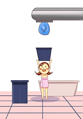 PSD 여자 일러스트 욕조 실내 사람 물 바구니 목욕 에너지 욕실 가운 목욕가운 절약 변화 수도 낭비 수도_상하수도 여자만 국내일러스트 자연요소 옷 컨셉 내부 청결 상하수도 파일형식