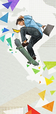 PSD 남자 스포츠 포즈 백그라운드 서류가방 일러스트 비즈니스 한명 사람 정장 성인 점프 스케이트보드 직장인 비즈니스맨 자신감 보드 삼각형 열정 남자한명만 성인남자만 국내일러스트 도형 직업 1 옷 감정 가방 모션 보드_스포츠 남자만 성인만 파일형식