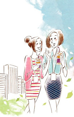 주간 PSD 여자 커피 음료 일러스트 비즈니스 사람 정장 빌딩 성인 야외 두명 비즈니스라이프 직장인 비즈니스우먼 점심 수다 여자만 성인여자만 성인만 국내일러스트 자연요소 직업 라이프스타일 옷 대화 건물 파일형식