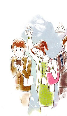 PSD 여자 남자 일러스트 비즈니스 실내 사람 성인 세명 비즈니스라이프 직장인 비즈니스맨 비즈니스우먼 전철 졸음 출근 성인만 국내일러스트 직업 라이프스타일 감정 육상교통 대중교통 내부 출퇴근 파일형식