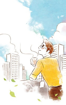 주간 PSD 남자 여유 커피 일러스트 비즈니스 휴식 한명 사람 빌딩 성인 야외 비즈니스라이프 직장인 비즈니스맨 옥상 남자한명만 성인남자만 국내일러스트 자연요소 직업 1 라이프스타일 감정 음료 컨셉 건물 남자만 성인만 파일형식