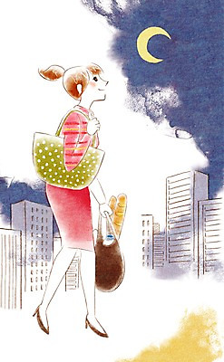 전신 PSD 여자 음식 가방 일러스트 비즈니스 한명 사람 빌딩 성인 야외 비즈니스라이프 장보기 달 직장인 비즈니스우먼 양념 장 야간 퇴근 밤길 여자만 여자한명만 성인여자만 성인만 국내일러스트 자연요소 직업 1 라이프스타일 잡화 길 건물 출퇴근 파일형식