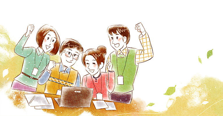 PSD 여자 남자 종이 일러스트 비즈니스 사람 여러명 성인 비즈니스라이프 노트북 파이팅 직장인 비즈니스맨 비즈니스우먼 동료 사원증 성인만 국내일러스트 직업 라이프스타일 다수 관계 모션 전자제품 파일형식