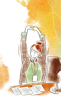 PSD 여자 종이 일러스트 비즈니스 한명 사람 성인 비즈니스라이프 모니터 스트레칭 직장인 비즈니스우먼 책상 기지개 여자만 여자한명만 성인여자만 성인만 국내일러스트 직업 1 라이프스타일 가구 모션 컴퓨터 운동 파일형식