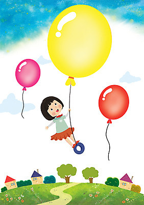 주간 PSD 여자 어린이 일러스트 상상 한명 사람 소녀 야외 판타지 마을 꿈 비행 풍선 여자만 여자한명만 어린이만 소녀만 소녀한명만 국내일러스트 자연요소 1 파일형식