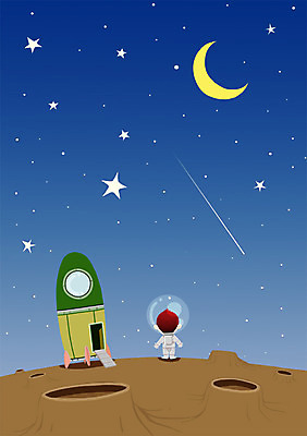 PSD 남자 별 어린이 일러스트 상상 한명 사람 판타지 우주 행성 로켓 우주비행사 달 유성 우주선 남자한명만 어린이만 국내일러스트 자연요소 1 남자만 파일형식