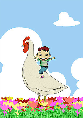 주간 PSD 구름 남자 꽃 어린이 일러스트 상상 하늘 한명 사람 야외 판타지 가축 튤립 닭 남자한명만 어린이만 국내일러스트 자연요소 식물 동물 1 조류 남자만 파일형식