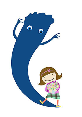 PSD 식물 여자 꽃 어린이 꽃다발 일러스트 상상 그림자 한명 사람 소녀 판타지 유령 여자만 여자한명만 어린이만 소녀만 소녀한명만 국내일러스트 1 파일형식